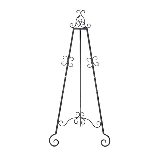 Traditional Black Iron Floor Easel, 46" x 21" x 22"